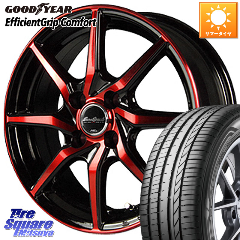 MANARAY MID Euro Speed S810 レッド ホイール 15インチ 15 X 5.5J +45 4穴 100 グッドイヤー EffcientGrip Comfort サマータイヤ 195/65R15 E13オーラ