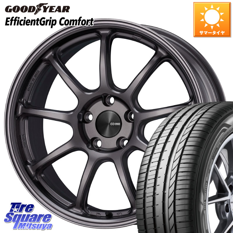 グッドイヤー EffcientGrip Comfort サマータイヤ 225/45R18ENKEI PerformanceLine PF09 ホイール 18インチ 18X7.5J 48 5穴 114.3 RP6～8ステップワゴン CX-3 レヴォーグ プリウスアルファ RC系オデッセイ前期 ティアナ 日産 エスティマ RX-8 MAZDA ジェイド マークX｜タイヤスクエアミツヤ