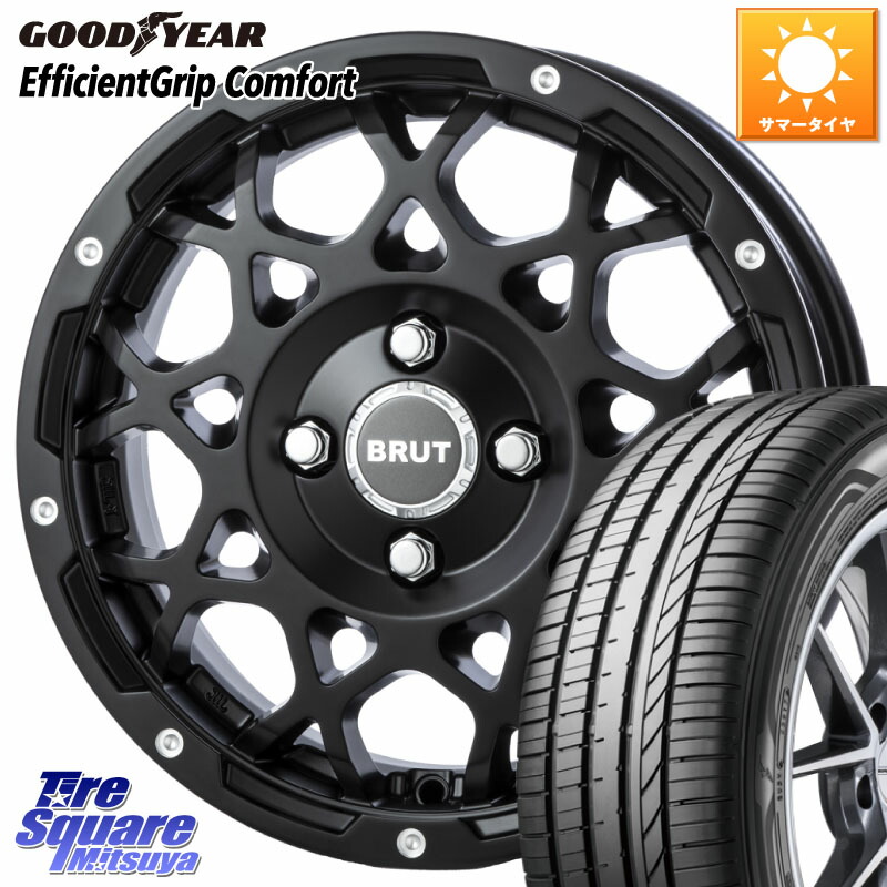 BRUT ブルート BR-55 BR55 ミルドサティンブラック 14インチ 14 X 5.0J +45 4穴 100 グッドイヤー EffcientGrip Comfort サマータイヤ 165/60R14