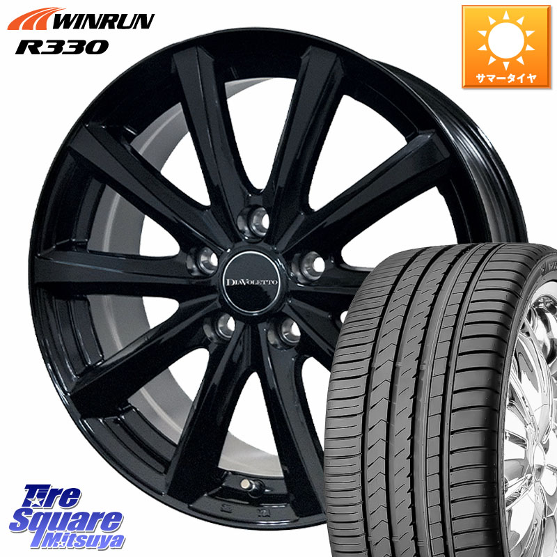 コスミック DIAVOLETTO D.TEN M14球面座ボルト専用 ホイール 18インチ 18 X 7.0J(M14B) +40 5穴 114.3 WINRUN R330 サマータイヤ 225/55R18 レクサスLBX