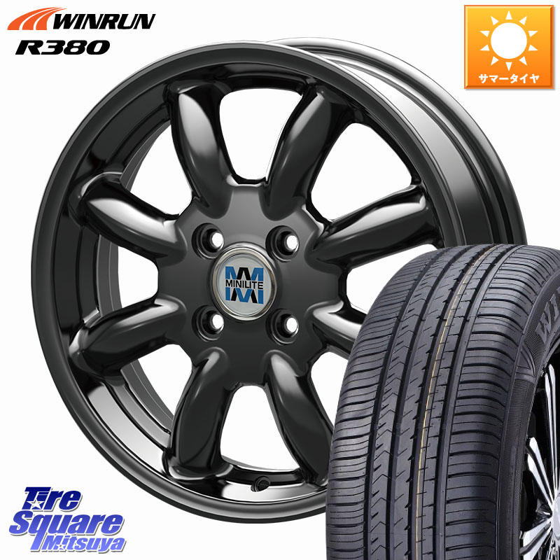 KOSEI MINILITE ブラック ホイール 14インチ ミニライト 14 X 4.5J +45 4穴 100 WINRUN R380 サマータイヤ 175/70R14 Mx27/37/47Sソリオ・デリカD2