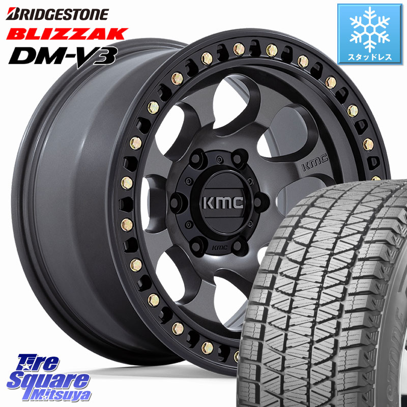 ブリヂストン ブリザック DM-V3 DMV3 国内正規 スタッドレス ミツヤ 265/60R18 KMC KM550 RIOT SBL ANTHRACITE ホイール 18インチ 18 X 9.0J +18 6穴 139.7 トライトンGSR