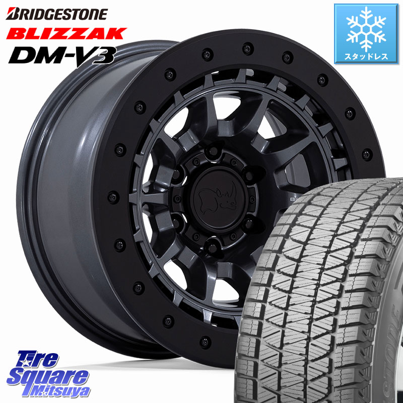 ブリヂストン ブリザック DM-V3 DMV3 国内正規 スタッドレス ミツヤ 265/65R17 BLACK RHINO TUSK ガンメタ ホイール 17インチ ブラックライノ 17 X 8.5J +0 6穴 139.7 167,955円