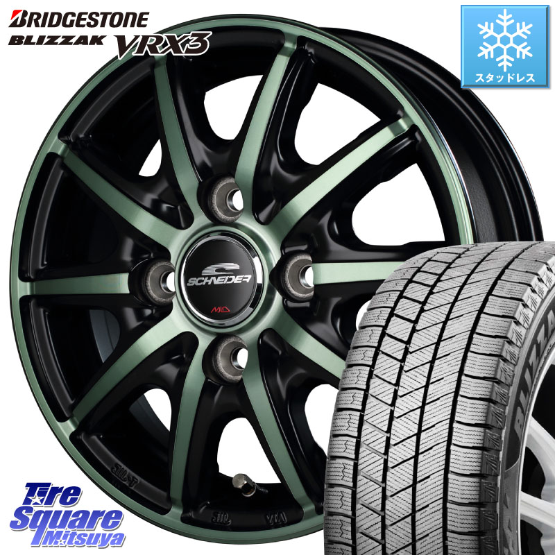 ブリヂストン BLIZZAK VRX3 ブリザック スタッドレス ミツヤ 175/70R14 MANARAY MID SCHNEIDER RX10-K GREEN 14インチ 14 X 4.5J +45 4穴 100 Mx27/37/47Sソリオ・デリカD2