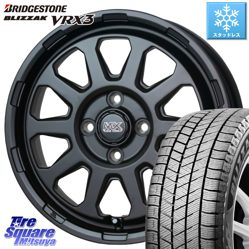 ブリヂストン BLIZZAK VRX3 ブリザック スタッドレス ミツヤ 165/55R15HotStuff マッドクロス レンジャー ブラック 4H ホイール 15インチ 15X4.5J 45 4穴 100 N-BOX デリカミニ2WD タント スペーシア サクラ R1 R2 ルークス ROOX 日産 デイズ デイズルークス 日産 コペ|タイヤスクエアミツヤ