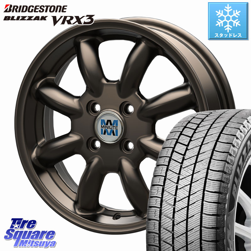 ブリヂストン BLIZZAK VRX3 ブリザック スタッドレス ミツヤ 165/55R15KOSEI MINILITE ブロンズ ホイール 15インチ ミニライト 15X4.5J 45 4穴 100 デリカミニ2WD タント スペーシア サクラ ルークス ROOX 日産 デイズ デイズルークス 日産 コペン ワゴンR等ハイト系|タイヤスクエアミツヤ