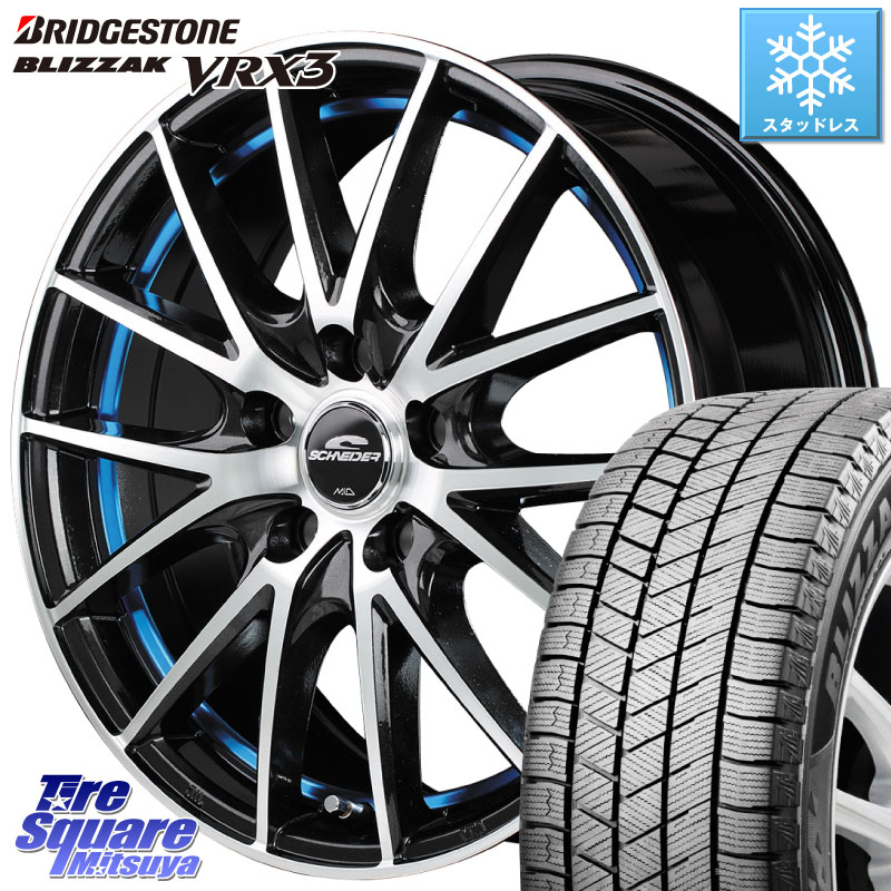 ブリヂストン BLIZZAK VRX3 ブリザック スタッドレス ミツヤ 215/55R17 MANARAY MID SCHNEIDER シュナイダー RX27 RX-27 ホイール 4本 17インチ 17 X 7.0J +48 5穴 114.3 ヤリスクロス CX-3 RC系オデッセイ前期