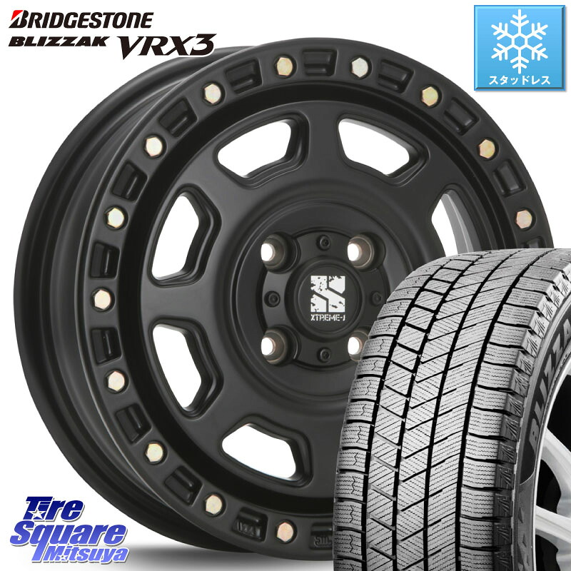 ブリヂストン BLIZZAK VRX3 ブリザック スタッドレス ミツヤ 155/70R13MLJ XJ07 XTREME-J 4H BK エクストリームJ 13インチ 13X4.0J 43 4穴 100 ハイゼットアゲトラCustom車用※軽自動車専用ホイール※ トッポBJ エブリイ ワゴン ピクシスエポック|タイヤスクエアミツヤ