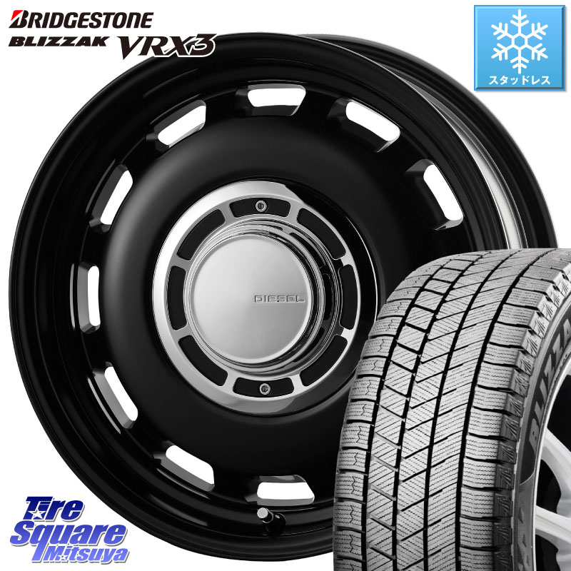 ブリヂストン BLIZZAK VRX3 ブリザック スタッドレス ミツヤ 155/65R14 コスミック クロスブラッド DIESEL 14インチ 14 X 4.5J +43 4穴 100 N-BOX タント スペーシア サクラ ハイゼット アゲトラCustom車用※軽自動車専用ホイール※