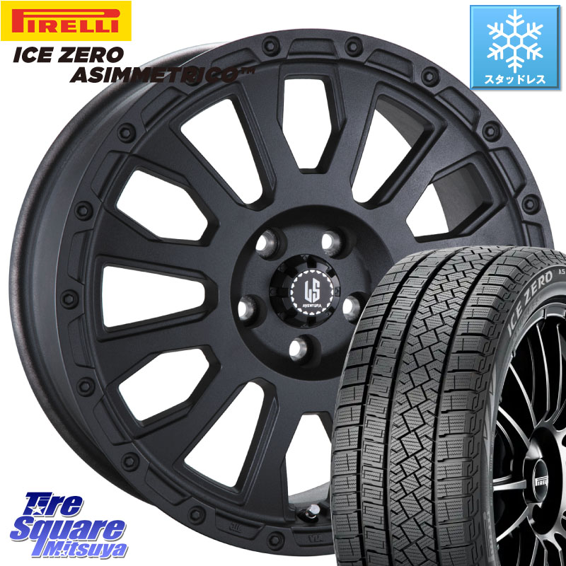 ピレリ ICE ZERO ASIMMETRICO スタッドレス ミツヤ 205/55R17 阿部商会 LA STRADA AVENTURA アヴェンチュラ BK 17インチ 17 X 7.0J +38 5穴 114.3 90系ノア ヴォクシー RP6～8ステップワゴン