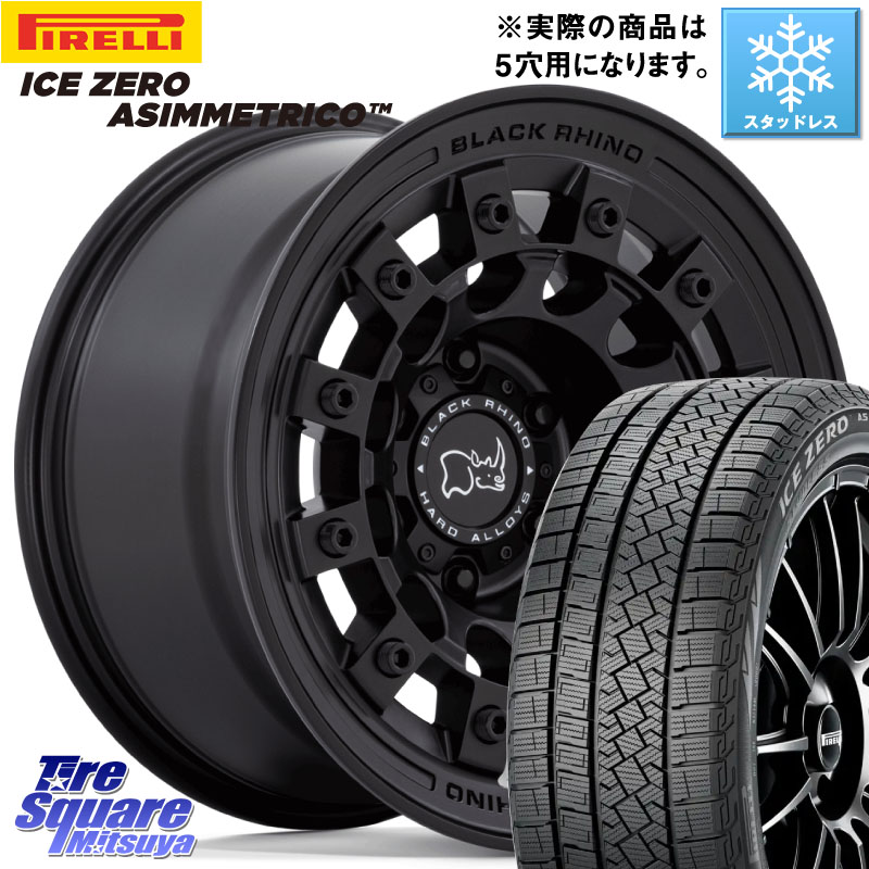 ピレリ ICE ZERO ASIMMETRICO スタッドレス ミツヤ 215/60R17 BLACK RHINO FUJI フジ MB ホイール 17インチ ブラックライノ 17 X 8.0J +38 5穴 114.3 20系アルファード