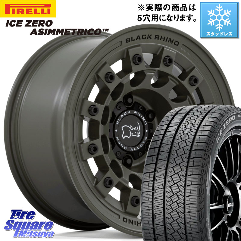 ピレリ ICE ZERO ASIMMETRICO スタッドレス ミツヤ 215/55R17 BLACK RHINO FUJI フジ ホイール 17インチ ブラックライノ 17 X 8.0J +38 5穴 114.3