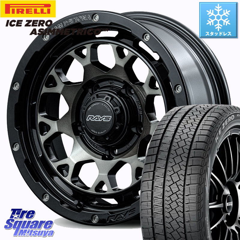 ピレリ ICE ZERO ASIMMETRICO スタッドレス ミツヤ 215/65R16 RAYS 【欠品次回8~9月】 TEAM DAYTONA M9+ ※インセット-5 ホイール 16インチ 16 X 6.0J +0 5穴 139.7 ジムニー専用(要オーバーフェンダー等) ジムニ－シエラ・ノマド(カスタム)
