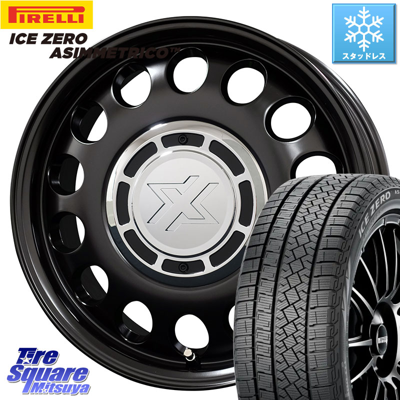 ピレリ ICE ZERO ASIMMETRICO スタッドレス ミツヤ 185/60R15 コスミック クロスブラッド STEELE ホイール 15インチ 15 X 6.0J +32 4穴 100