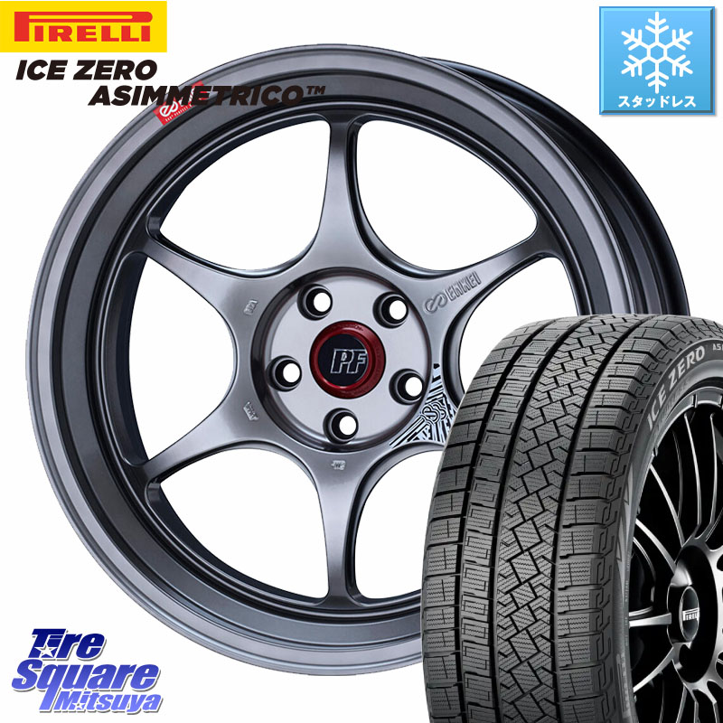 ピレリ ICE ZERO ASIMMETRICO スタッドレス ミツヤ 215/50R18 ENKEI エンケイ PerformanceLine PF06 シルバー ホイール 18インチ 18 X 7.5J +48 5穴 100