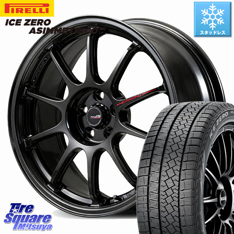 ピレリ ICE ZERO ASIMMETRICO スタッドレス ミツヤ 225/40R18MANARAY MID RACING R10 EVO ホイール 18インチ レーシング 18X7.5J 45 5穴 114.3 フロンクス GRヤリスRSノーマルキャリパー プリウスアルファ ブレイド オーリス シビック|タイヤスクエアミツヤ