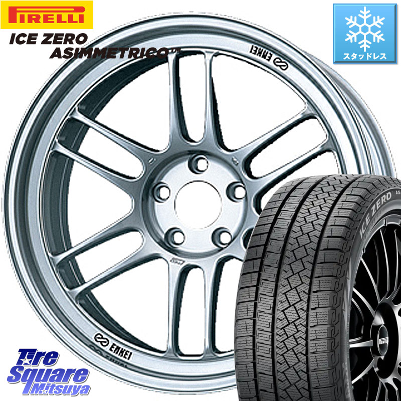 ピレリ ICE ZERO ASIMMETRICO スタッドレス ミツヤ 215/50R18 ENKEI エンケイ Racing RPF1 SILVER ホイール 18 X 7.5J +48 5穴 100