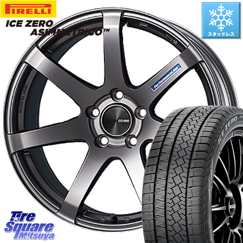 ピレリ ICE ZERO ASIMMETRICO スタッドレス ミツヤ 185/65R15 ENKEI エンケイ PerformanceLine PF07 DS ホイール 15 X 6.0J +45 4穴 100 アクアクロスオーバー FITクロスター