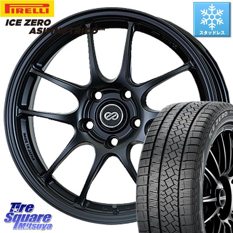 ピレリ ICE ZERO ASIMMETRICO スタッドレス ミツヤ 225/45R18 ENKEI エンケイ PerformanceLine PF01 BK ホイール 18 X 7.0J +48 5穴 100