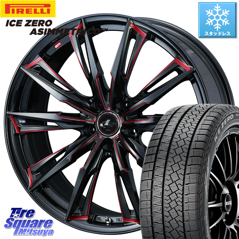 ピレリ ICE ZERO ASIMMETRICO スタッドレス ミツヤ 215/55R18 WEDS LEONIS レオニス GX RED ウェッズ ホイール 18インチ 18 X 8.0J +42 5穴 114.3