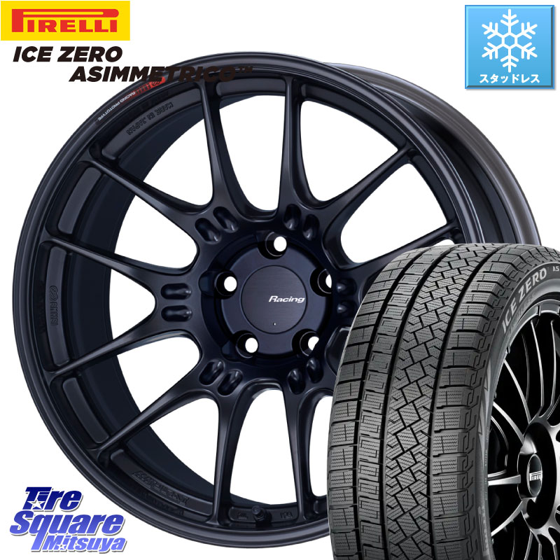 ピレリ ICE ZERO ASIMMETRICO スタッドレス ミツヤ 225/45R17 ENKEI エンケイ RACING GTC02 BK ホイール 17インチ 17 X 8.5J +40 5穴 100 BRZ・86・GR86ローダウン車