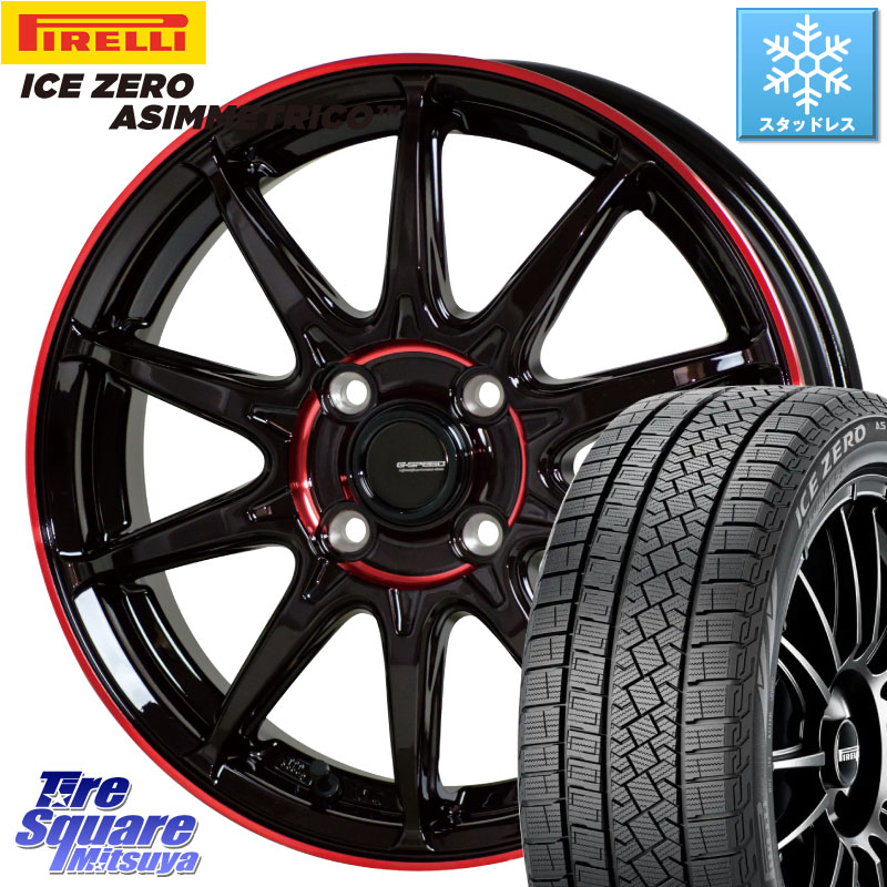 ピレリ ICE ZERO ASIMMETRICO スタッドレス ミツヤ 215/65R16 HotStuff 軽量設計 G.SPEED P-05R P05R RED ホイール 16インチ 16 X 6.0J +45 4穴 100