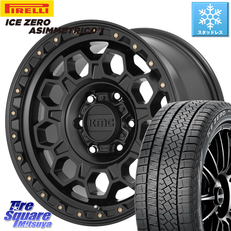ピレリ ICE ZERO ASIMMETRICO スタッドレス ミツヤ 225/60R17 KMC KM545 Trek Black ホイール 17インチ 17 X 8.0J +35 5穴 114.3 30系アルファード 30系ヴェルファイア