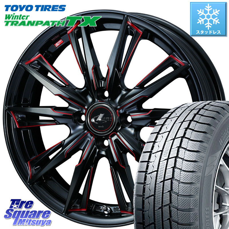 TOYO WINTERTRANPATH TX 2024~2025年製 ウィンター トランパス TX スタッドレス ミツヤ 165/55R15 WEDS LEONIS レオニス GX RED ウェッズ ホイール 15インチ 15 X 4.5J +45 4穴 100 N-BOX デリカミニ2WD タント スペーシア サクラ