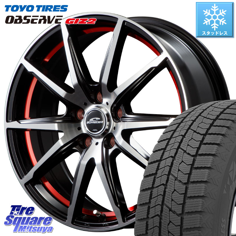 TOYO オブザーブ ギズ2 〇 OBSERVE GIZ2 スタッドレス ミツヤ 245/50R18MANARAY MID SCHNEIDER シュナイダー RX02 RED 18インチ 18X8.0J 45 5穴 114.3 フーガ FUGA 日産｜タイヤスクエアミツヤ