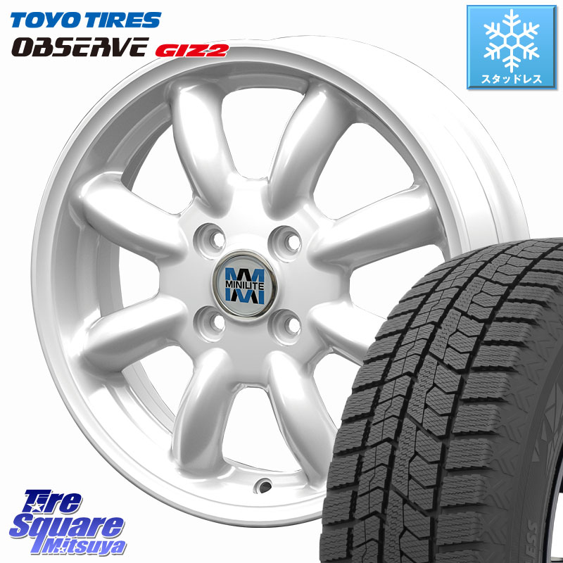 TOYO オブザーブ ギズ2 〇 OBSERVE GIZ2 スタッドレス ミツヤ 175/70R14KOSEI MINILITE ホワイト ホイール 14インチ ミニライト 14X5.0J 40 4穴 100 アクア｜タイヤスクエアミツヤ