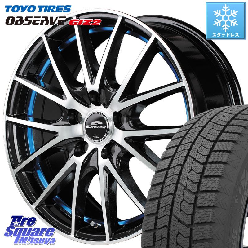 TOYO オブザーブ ギズ2 〇 OBSERVE GIZ2 スタッドレス ミツヤ 205/50R17 MANARAY MID SCHNEIDER シュナイダー RX27 RX-27 ホイール 4本 17インチ 17 X 7.0J +48 5穴 114.3 C27セレナ GU系インプレッサ フロンクス