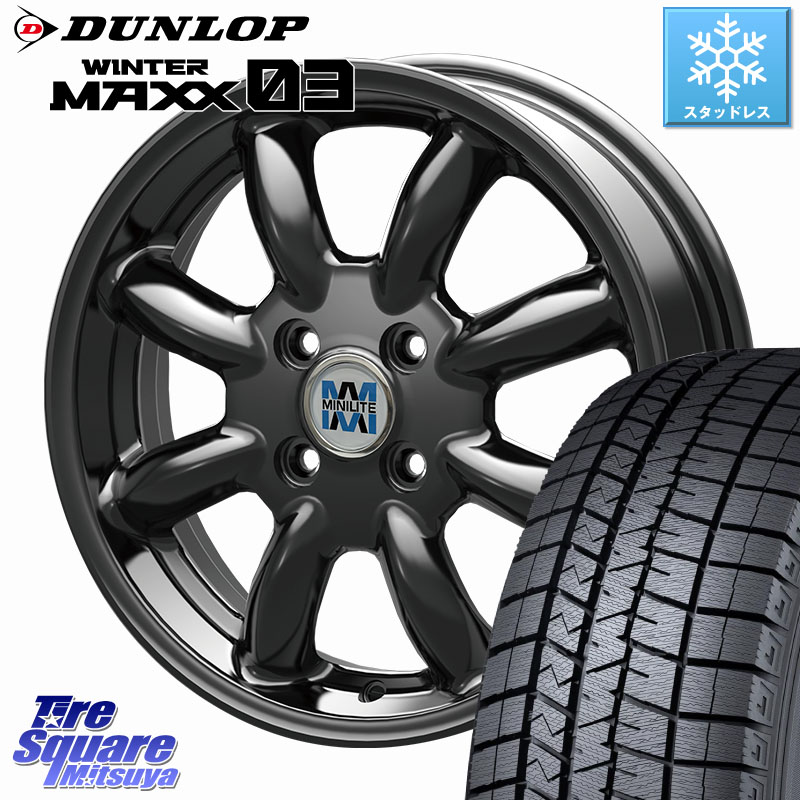 DUNLOP ウィンターマックス03 WM03 ダンロップ スタッドレス ミツヤ 165/65R14 KOSEI MINILITE ブラック ホイール 14インチ ミニライト 14 X 5.0J +40 4穴 100 M900系タンク・ルーミー 700系パッソ ダイハツ トールM900S・M910S スバル ジャスティM900F・M910F ハイゼッ