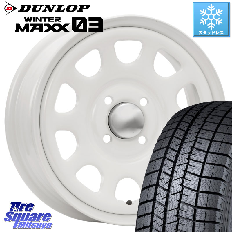 DUNLOP ウィンターマックス03 WM03 ダンロップ スタッドレス ミツヤ 165/65R14 MLJ デイトナ SS DAYTONA SS WH 4H 14インチ 14 X 5.0J +42 4穴 100 ピクシスジョイ[Cグレード] ハイゼット アゲトラCustom車用※軽自動車専用ホイール※