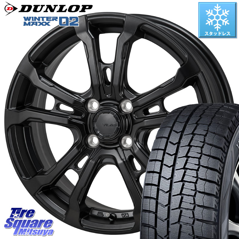 DUNLOP ウィンターマックス02 WM02 ダンロップ スタッドレス ミツヤ 195/55R16MONZA HI-BLOCK VILAS 16インチ 16X6.0J 50 4穴 100 アクア|タイヤスクエアミツヤ