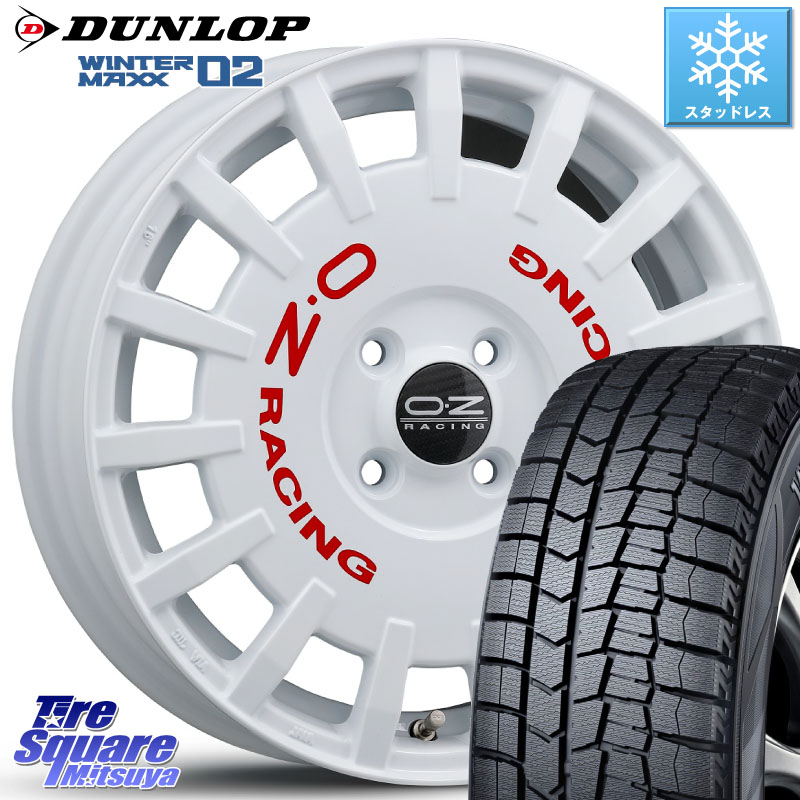 DUNLOP ウィンターマックス02 WM02 ダンロップ スタッドレス ミツヤ 195/55R16 OZ Rally Racing ラリーレーシング 16インチ 16 X 7.0J(FIAT 500e) +35 4穴 98 フィアット 500e