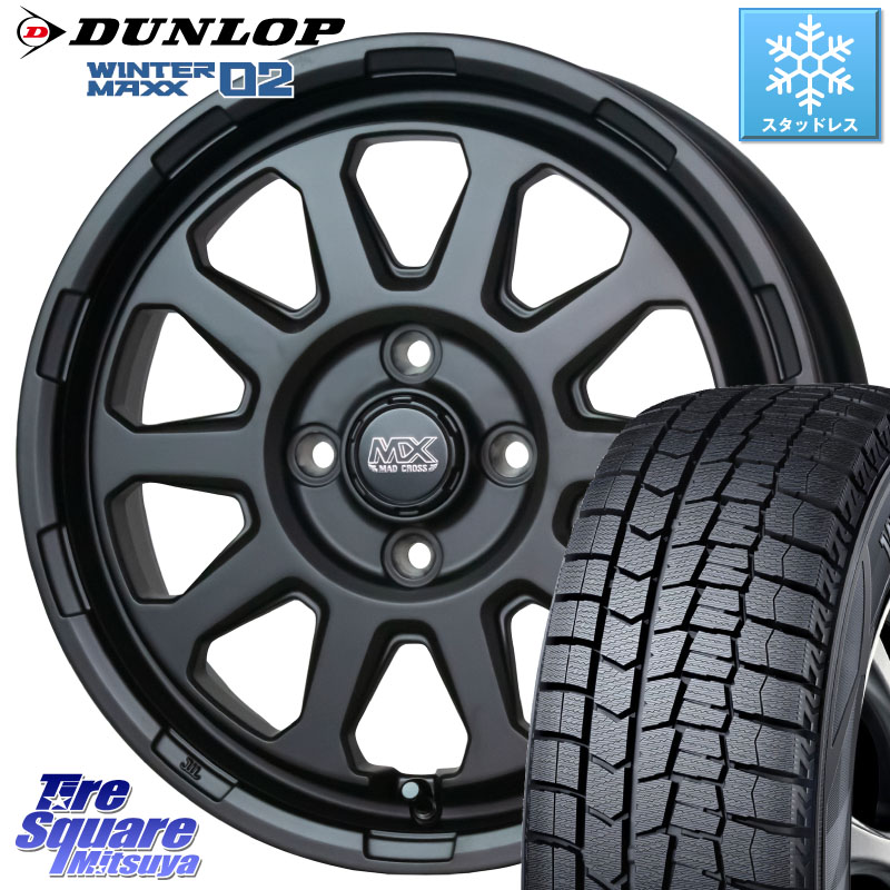 DUNLOP ウィンターマックス02 WM02 ダンロップ スタッドレス ミツヤ 165/70R14HotStuff マッドクロス レンジャー ブラック 4H ホイール 14インチ 14X5.0J 35 4穴 100 パッソ|タイヤスクエアミツヤ