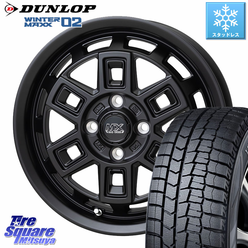 DUNLOP ウィンターマックス02 WM02 ダンロップ スタッドレス ミツヤ 165/70R14HotStuff MAD CROSS AEVER マッドクロス アイヴァー ホイール 14インチ 14X5.0J 35 4穴 100 パッソ|タイヤスクエアミツヤ