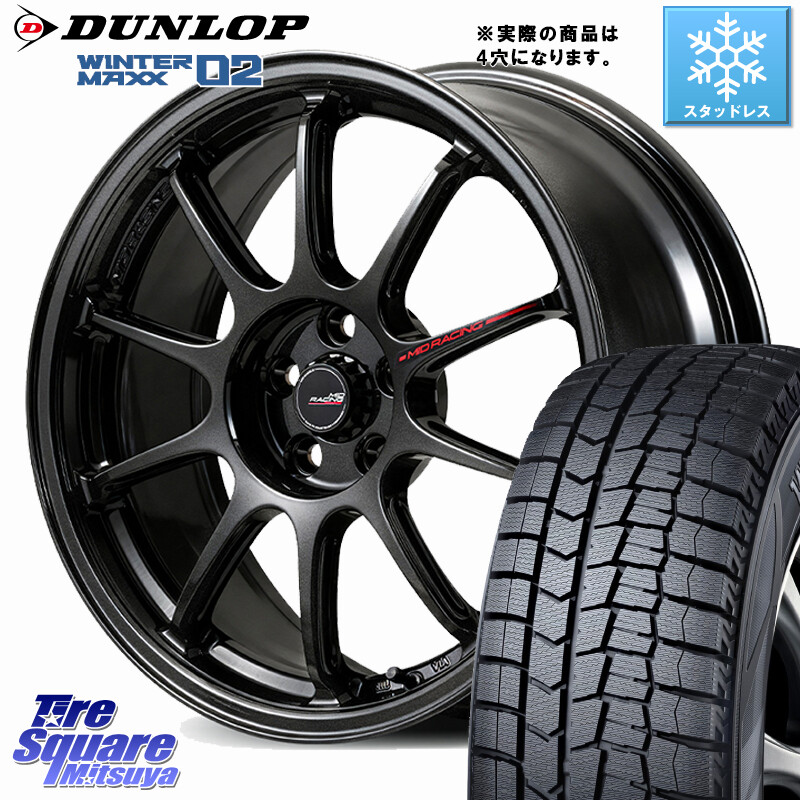 DUNLOP ウィンターマックス02 WM02 ダンロップ スタッドレス ミツヤ 215/45R17MANARAY MID RACING R10 EVO ホイール 17インチ レーシング◇参考画像 17X7.0J 45 4穴 100 FITクロスター アクア カローラフィールダー|タイヤスクエアミツヤ