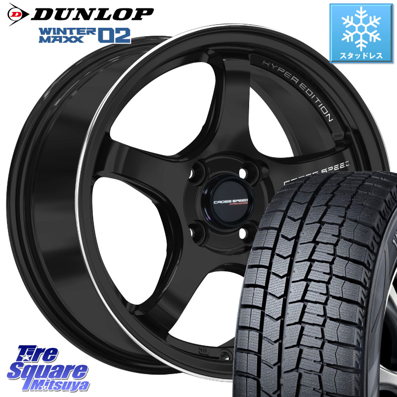DUNLOP ウィンターマックス02 WM02 ダンロップ スタッドレス ミツヤ 165/55R14 HotStuff クロススピード CR5 CR-5 軽量 BK ホイール 14インチ 14 X 4.5J +45 4穴 100 ハイゼット アゲトラCustom車用※軽自動車専用ホイール※