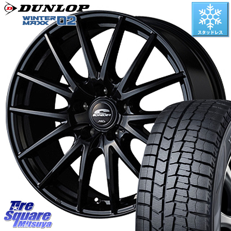 DUNLOP ウィンターマックス02 WM02 ダンロップ スタッドレス ミツヤ 185/60R15MANARAY MID SCHNEIDER SQ27 ブラック ホイール 15インチ 15X6.0J 45 5穴 100 170系シエンタ｜タイヤスクエアミツヤ