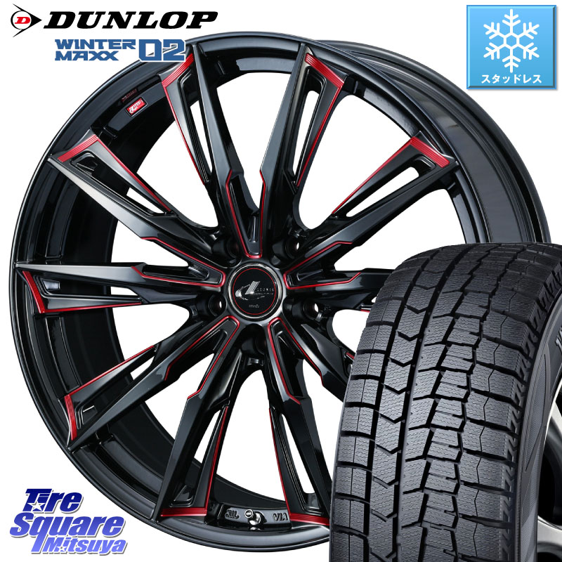 DUNLOP ウィンターマックス02 WM02 ダンロップ スタッドレス ミツヤ 195/60R17 WEDS 【欠品次回06月中旬】 LEONIS レオニス GX RED ウェッズ ホイール 17インチ 17 X 7.0J +47 5穴 114.3 60系プリウス