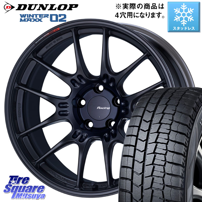 DUNLOP ウィンターマックス02 WM02 ダンロップ スタッドレス ミツヤ 195/45R17 ENKEI エンケイ RACING GTC02 BK ホイール 17インチ 17 X 7.5J +35 4穴 100 ロードスター(ローダウン等)