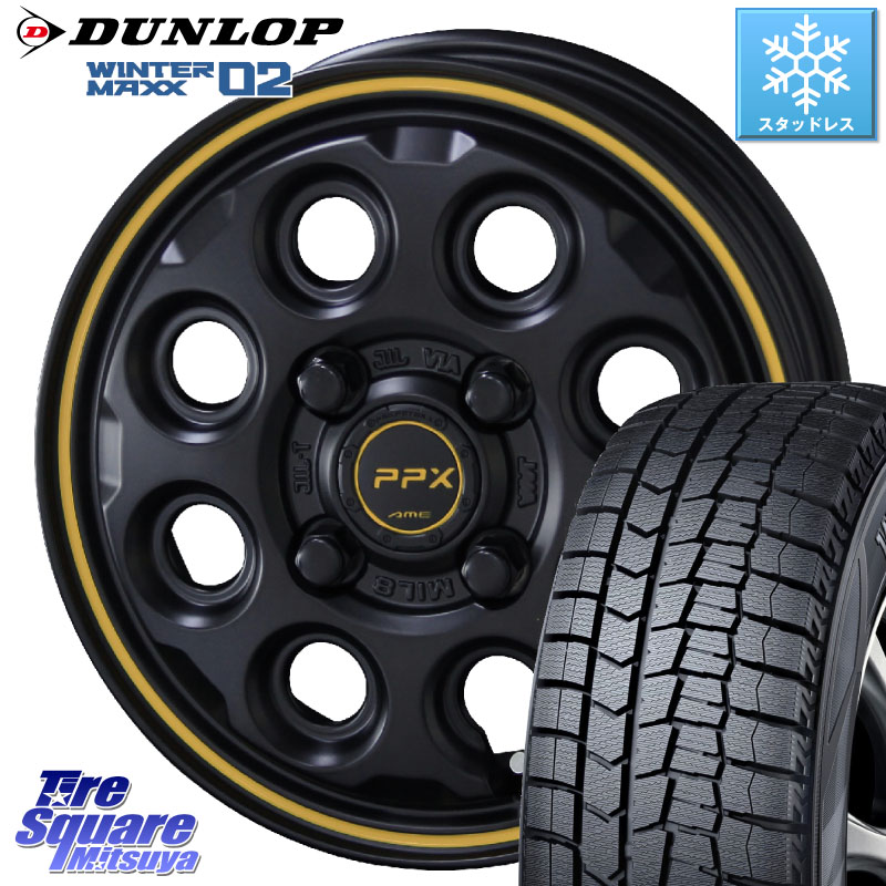 DUNLOP ウィンターマックス02 WM02 ダンロップ スタッドレス ミツヤ 165/70R14KYOHO PPX MIL:8 ホイール 14インチ ミルエイト 14X4.5J 45 4穴 100 Mx27/37/47Sソリオ・MB37SデリカD2 ハスラー MAx6S系ソリオ デリカD:2 D2 Kei ラピュタ ハスラー リフトアップ等カスタ|タイヤスクエアミツヤ