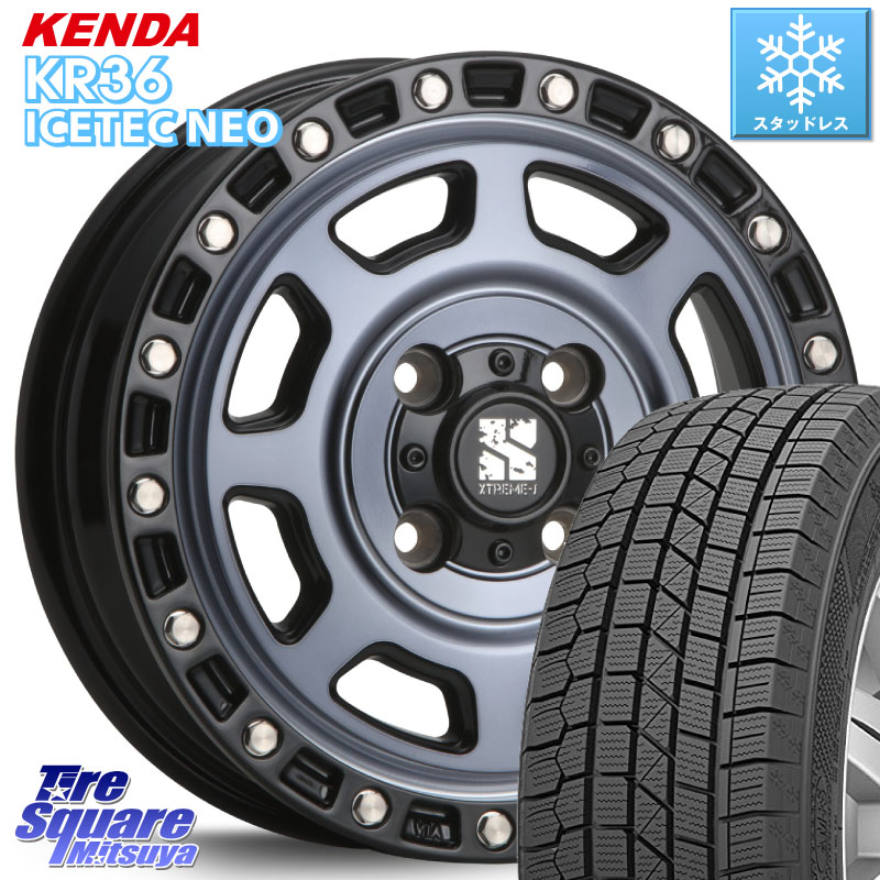 KENDA KR36 ICETEC NEO 2025年製 アイステックネオ ケンダ スタッドレス ミツヤ 165/55R14 MLJ XJ07 XTREME-J 4H IND エクストリームJ 14インチ 14 X 4.5J +43 4穴 100 ハイゼット アゲトラCustom車用※軽自動車専用ホイール※