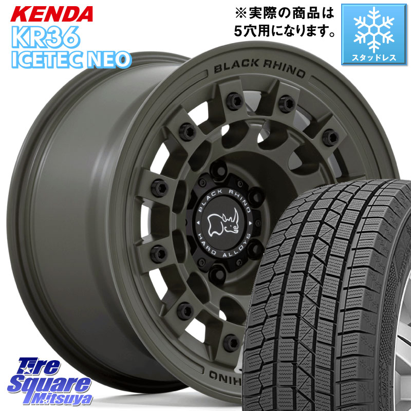 KENDA KR36 ICETEC NEO 2025年製 アイステックネオ ケンダ スタッドレス ミツヤ 215/60R17 BLACK RHINO FUJI フジ ホイール 17インチ ブラックライノ 17 X 8.0J +38 5穴 114.3 20系アルファード