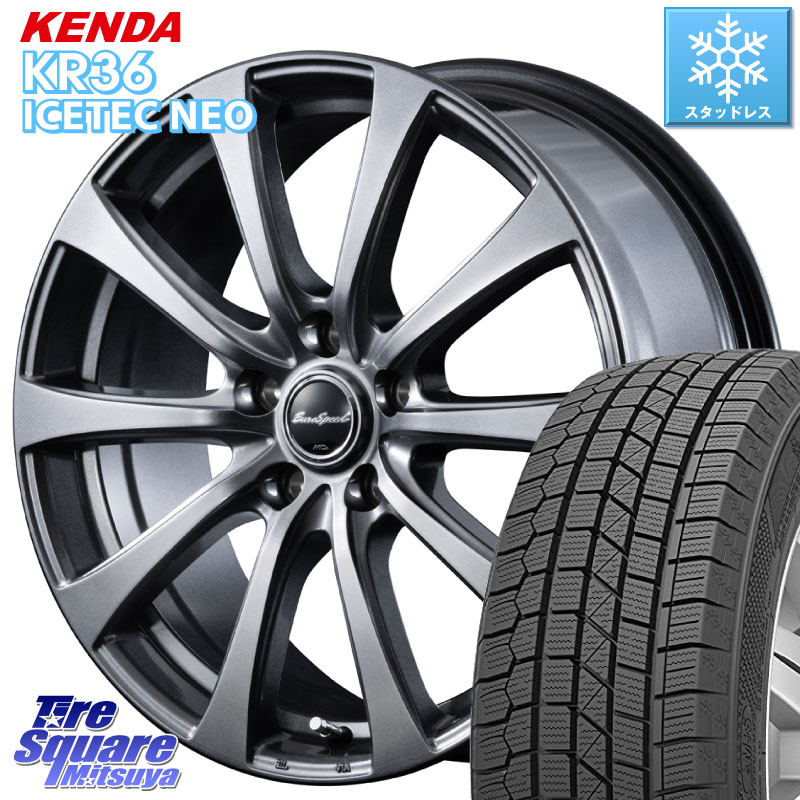KENDA KR36 ICETEC NEO 2025年製 アイステックネオ ケンダ スタッドレス ミツヤ 225/60R18 MANARAY ★ハブリングボルト付属★ G10 在庫● MID EuroSpeed レクサス トヨタ専用 ホイール 18インチ 18 X 7.5J(M14B) +37 5穴 114.3 クラウンクロスオーバー