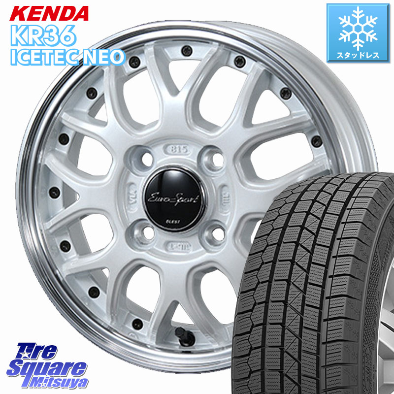 KENDA KR36 ICETEC NEO 2025年製 アイステックネオ ケンダ スタッドレス ミツヤ 165/55R14 BLEST EuroSport Type815 軽自動車専用 ホイール 14インチ 14 X 4.5J +45 4穴 100 ハイゼット アゲトラCustom車用※軽自動車専用ホイール※