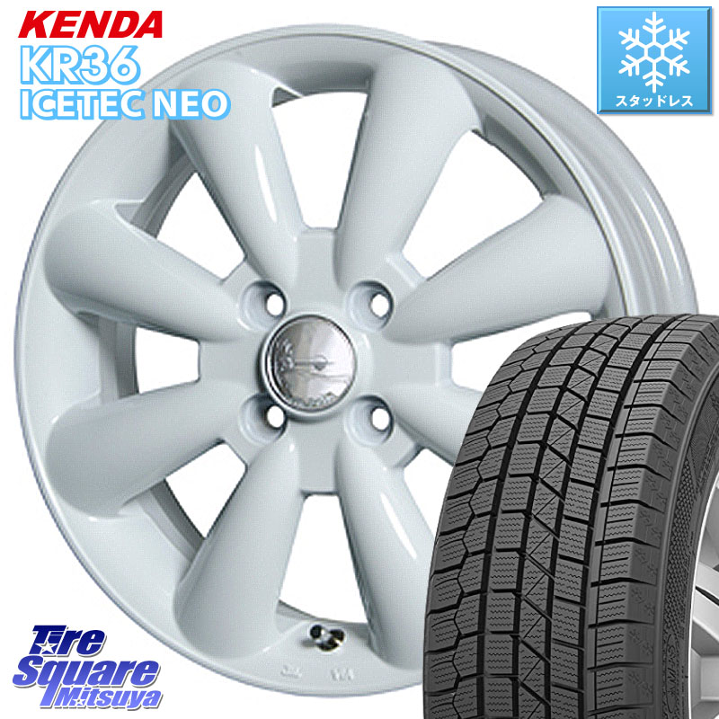KENDA KR36 ICETEC NEO 2025年製 アイステックネオ ケンダ スタッドレス ミツヤ 165/55R14 HotStuff ララパーム KC-8 lala Palm KC8 WH ホイール 14インチ 14 X 4.5J +43 4穴 100 ハイゼット アゲトラCustom車用※軽自動車専用ホイール※