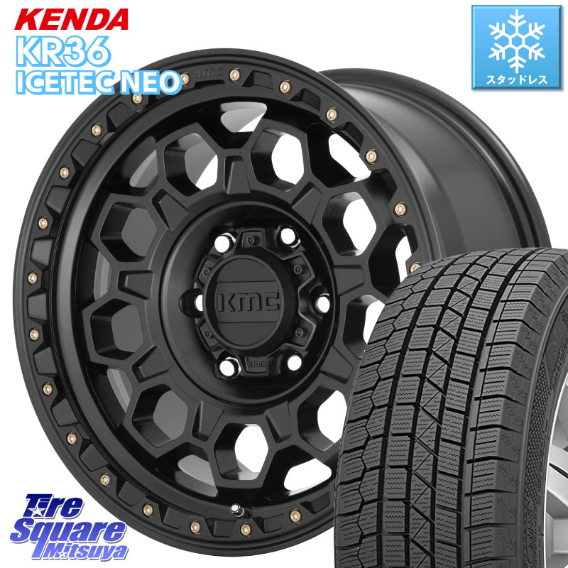 KENDA KR36 ICETEC NEO 2025年製 アイステックネオ ケンダ スタッドレス ミツヤ 215/60R17 KMC KM545 Trek Black ホイール 17インチ 17 X 8.0J +35 5穴 114.3 20系アルファード