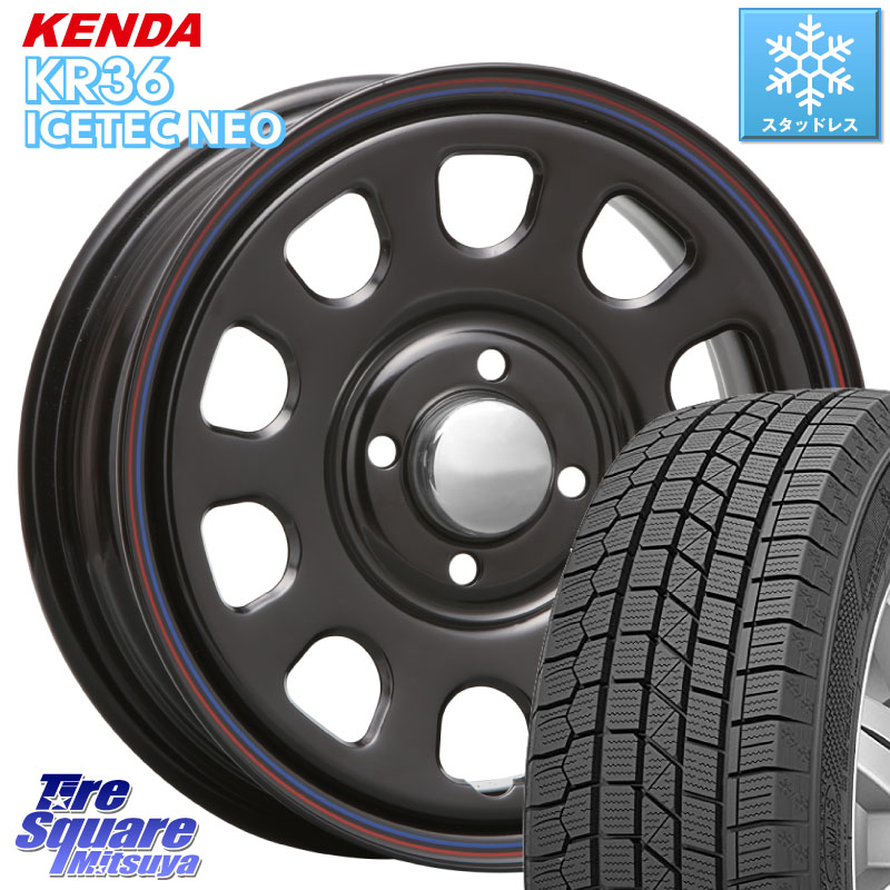 KENDA KR36 ICETEC NEO 2025年製 アイステックネオ ケンダ スタッドレス ミツヤ 165/55R14 MLJ デイトナ SS DAYTONA SS BK 4H 14インチ 14 X 5.0J +42 4穴 100 ハイゼット アゲトラCustom車用※軽自動車専用ホイール※